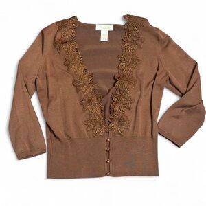 Y2K Silk Blend Quarter Length Leeve Knit Cardigan